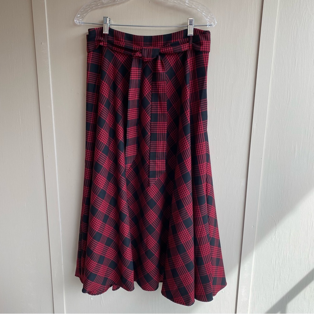 Talbots Red and Black Plaid Maxi Skirt